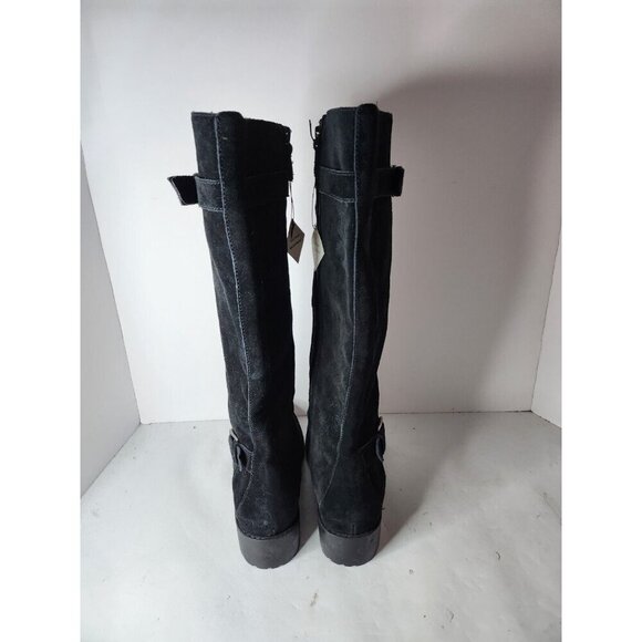 Cole Haan Womens Riding Boots Size 9B Black Suede Waterproof Block Heel New - Picture 7 of 14